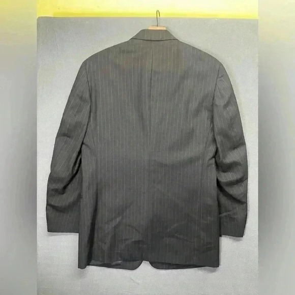 Riserva Made In Italy 100% Wool Blazer Sports Coat Mens 44R Black Pinstripe - Picture 7 of 11